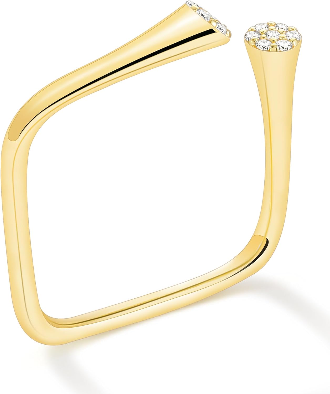 Monkton 1.5mm S925 Sterling Silver Stackable Ring Square Open Cluster Cubic Zirconia Minimalist Geometric Eternity Ring Band for Women Hypoallergenic Size 4-11