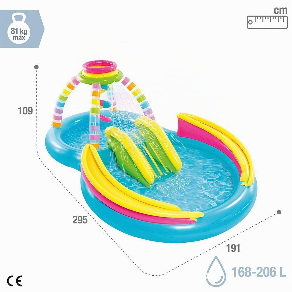 Intex 56137NP - Piscina Gonfiabile Play Center Rainbow, Vinile, Multicolore, 295x191x109 cm