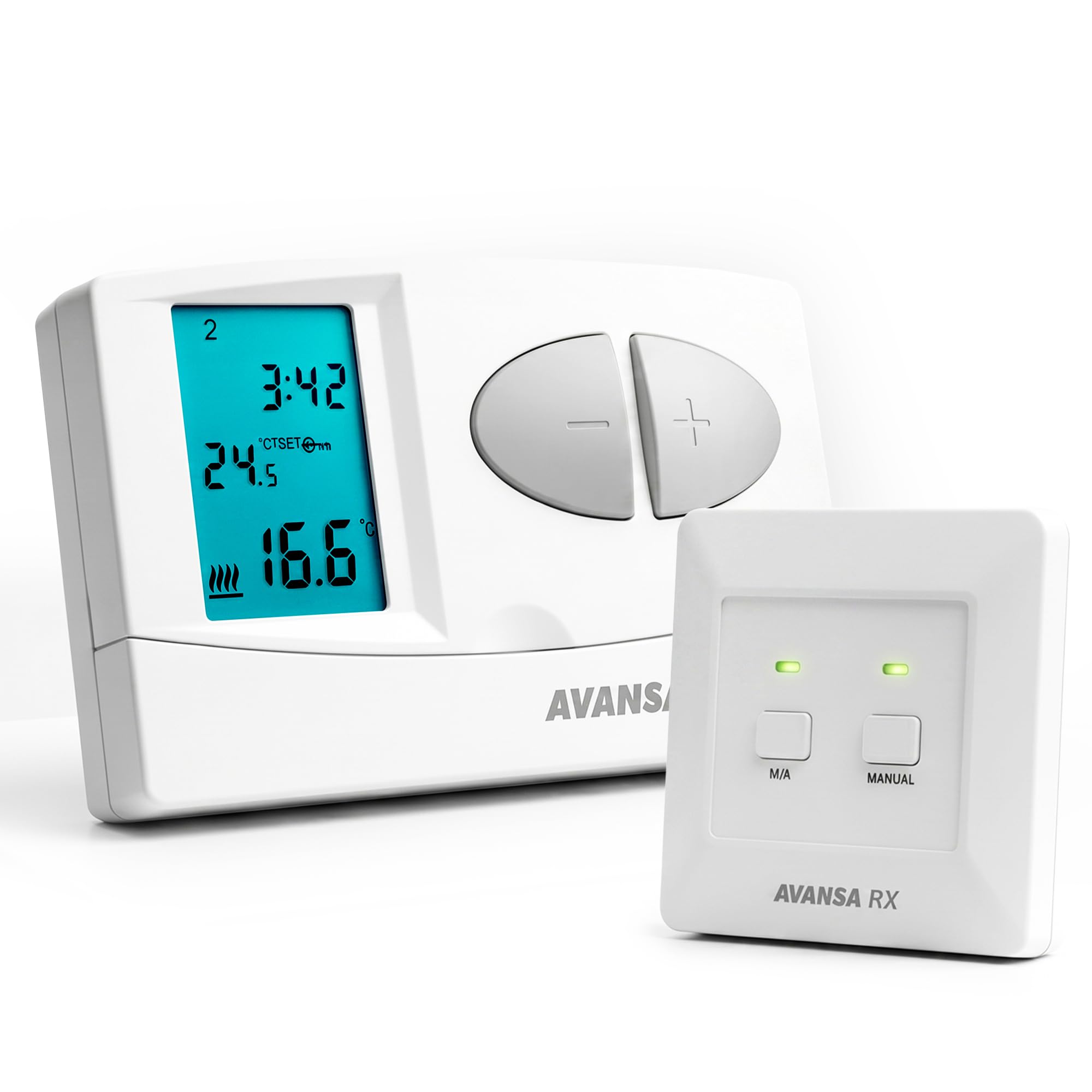 AVANSA 2007 TX programowalny radiowy termostat pokojowy – bezprzewodowy termostat tygodniowy do ogrzewania i chłodzenia – 24-230 V regulator ogrzewania z odbiornikiem