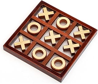Tic Tac Toe Board Game, Small Wooden Tic Tac Toe Family Game Table Toy Handmade Solid Two-Player Parent-Child Interactive Board Games for Party Backyard Entertainment Travel Outdoor Indoor(5 Inch)
