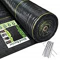 Sunocity 3ft x300ft Black Weed Barrier Landscape Premium Fabric-Heavy Duty Woven Ground Cloth with Superior Permeability Weed Control Convenient Design