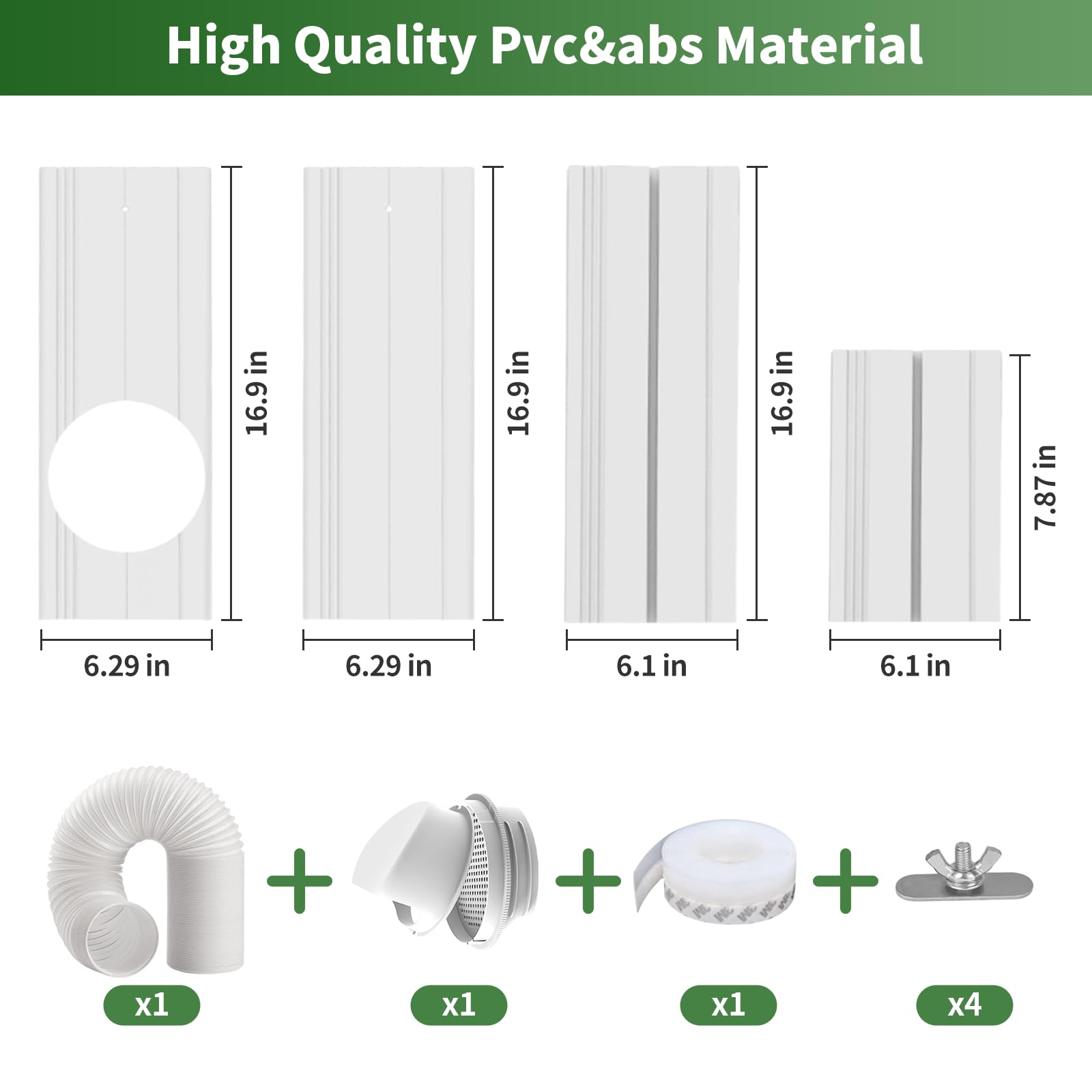 Kit de ventana de aire acondicionado portátil, kit de ventilación portátil de ventana de CA con manguera de escape de 5.9 pulgadas, kit de ventana deslizante vertical/horizontal ajustable,
