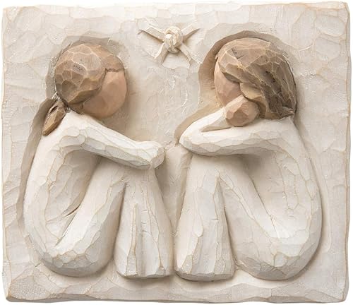 Willow Tree Friendship, Forever True, Forever Friends, una expresión de amistad y hermandad en bajorrelieve tallado, placa esculpida pintada a mano