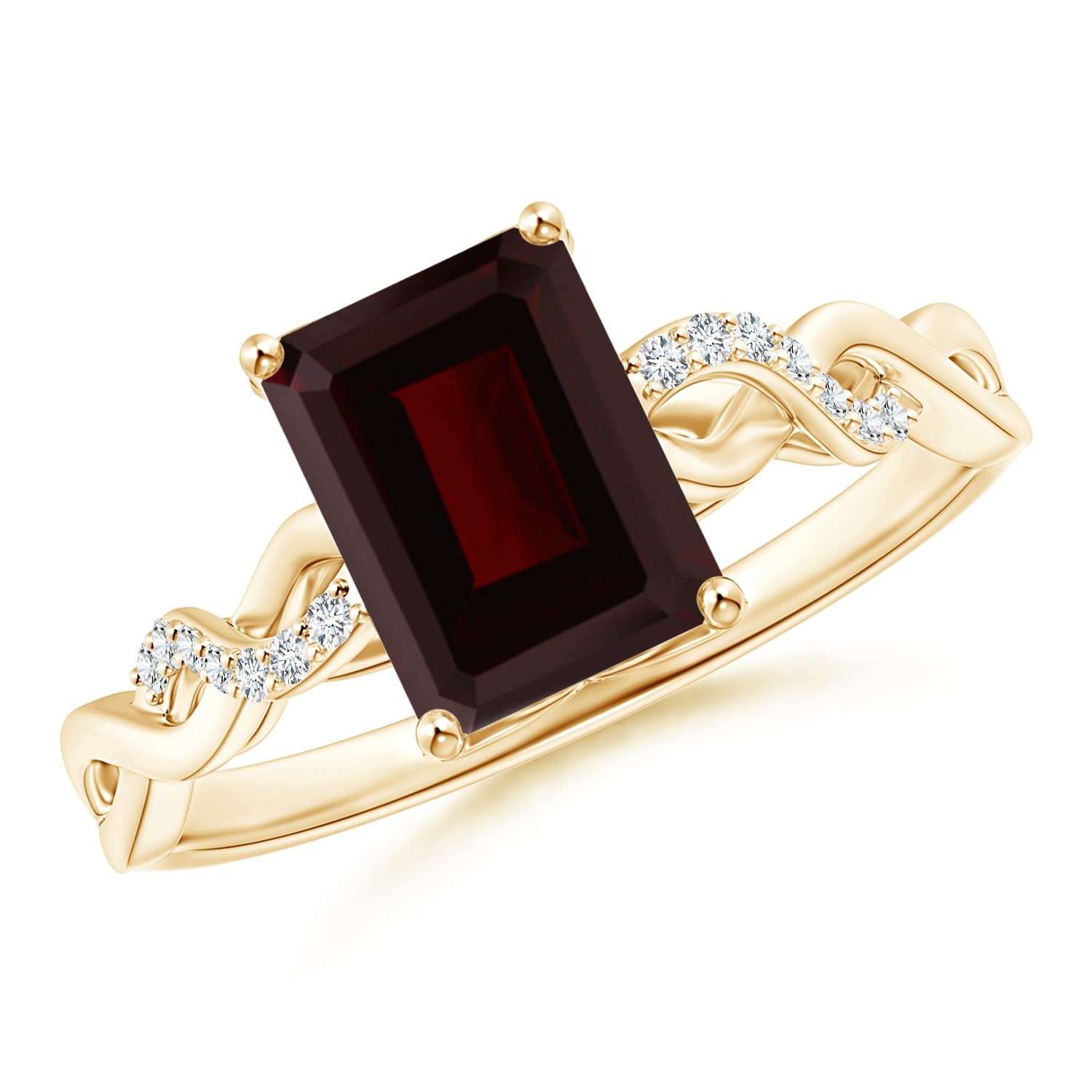 Emerald-Cut Solitaire Garnet Infinity Twist Ring (8x6mm Garnet) - January Birthstone