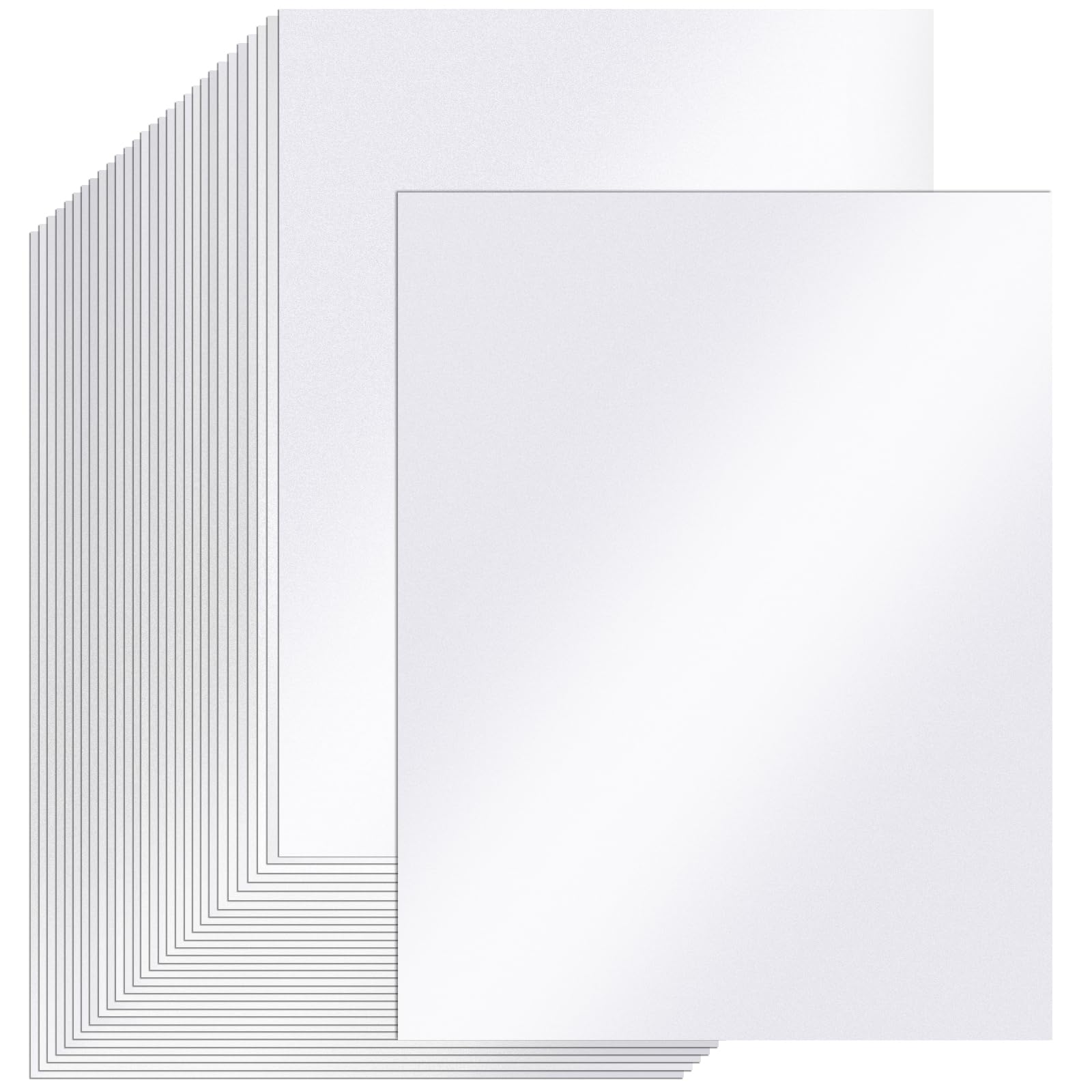 Ftumertly 30 Sheets White Shimmer Cardstock, 8.5x11 Cardstock Paper, 230g/80lb Pearlescent Card Stock Metallic Printer Paper, Thick Card for DIY