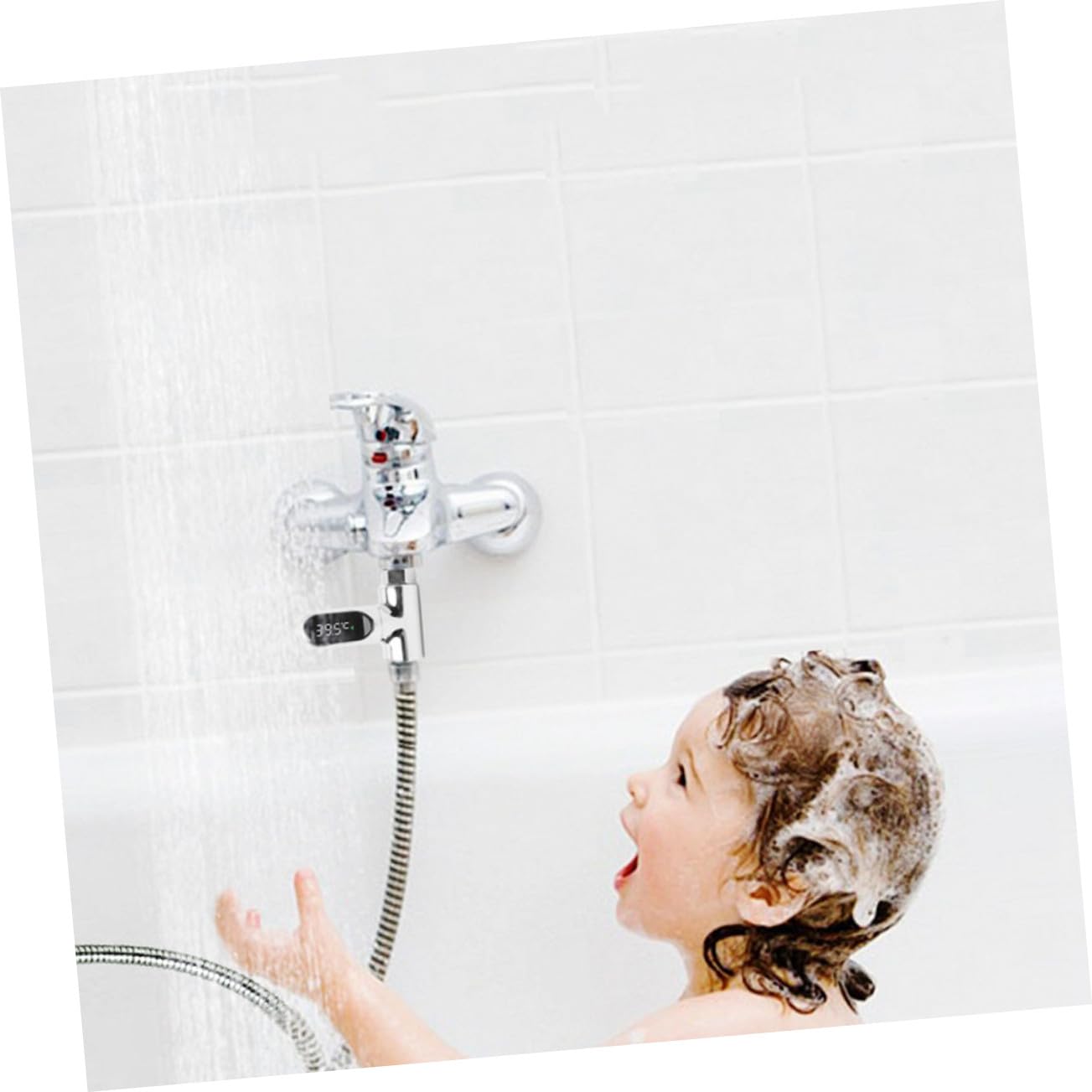 LED Display 1/2 Zoll für Babydusche Wassertemperaturmesser Silber