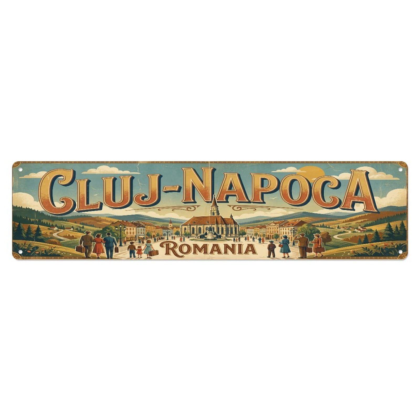 Tgrcjimh Style Metal Tin Sign Retro Romania Cluj-Napoca Travel