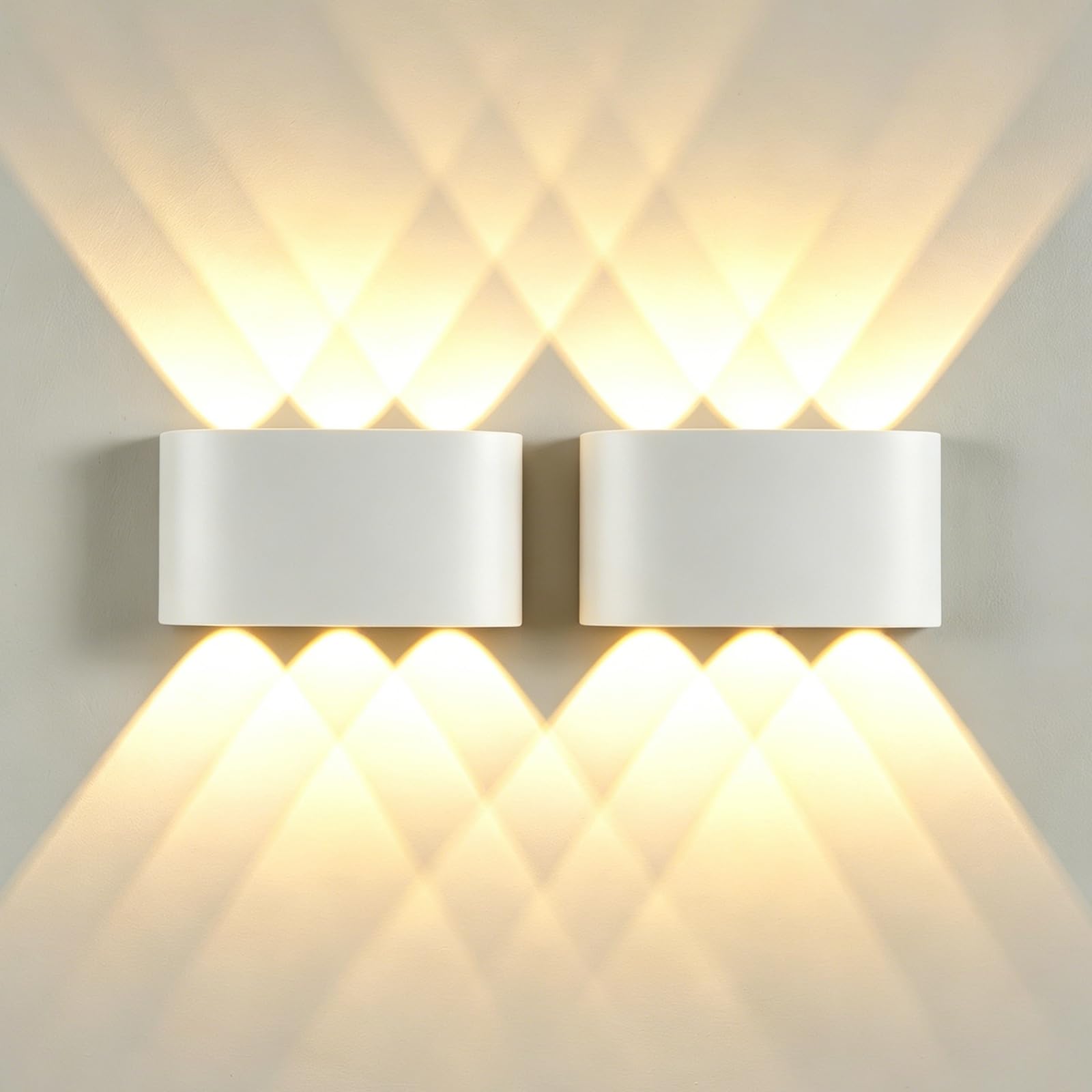 Lightsjoy 2x LED Wall Light Indoor Outdoor Wall Lamp White Up Down, Warm White