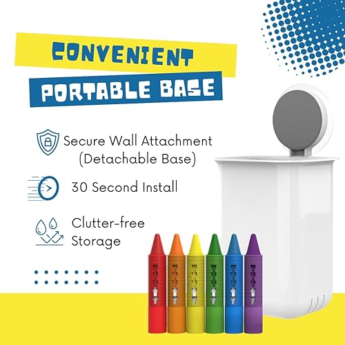 Miniatura 3 de Advanza Vibe Juego de 6 crayones de baño, juego de 6 colores de bañera de dibujo, juguetes de baño y almacenamiento para niños, soporte de plástico