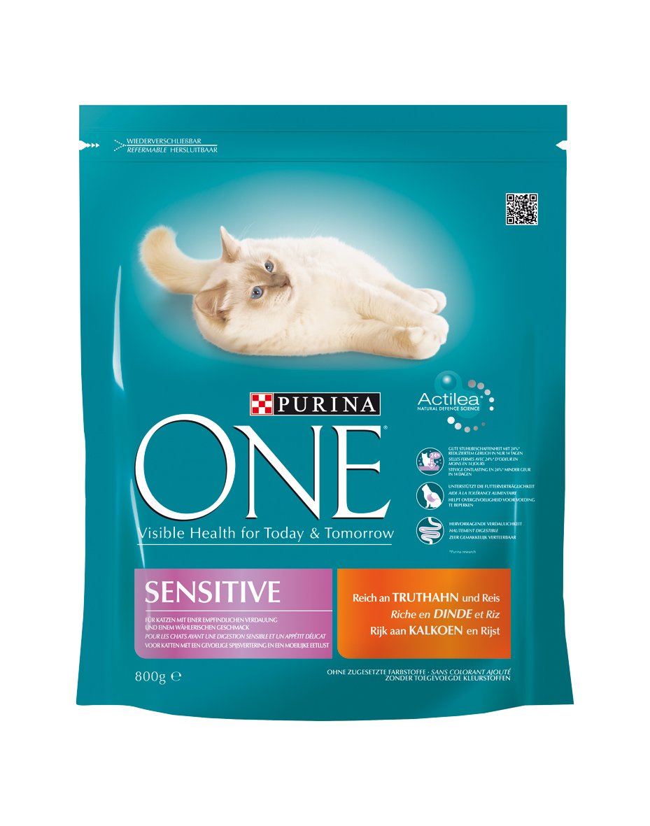 One Sensitive reich an Truthahn 800 g Katzenfutter 2-er Pack von Purina