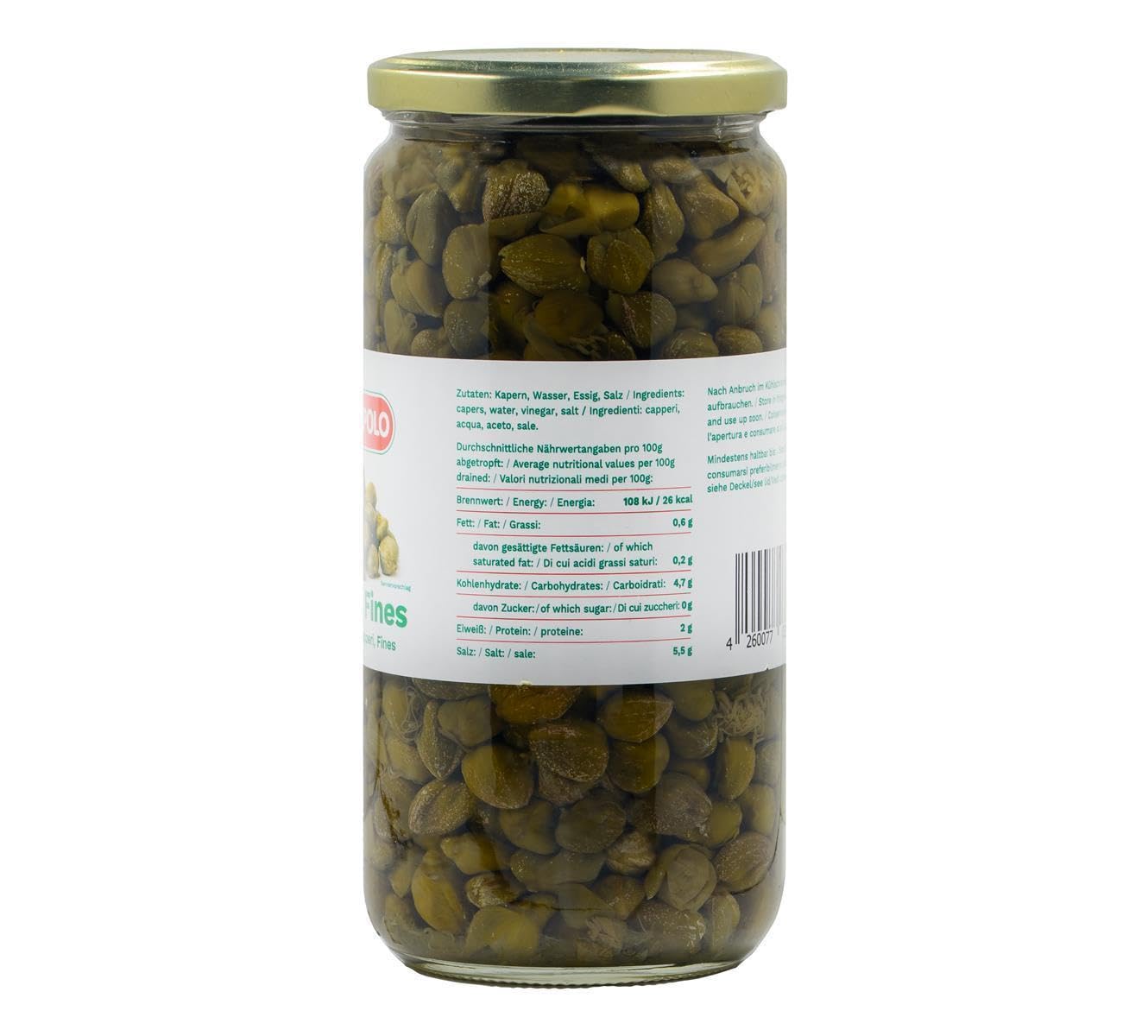 PRIBO KAPERN FINES - 6x 450g Glas - eingelegte Kapern in Salz & Essig, als Gewürz für Pizza und Pasta, für Vitello Tonnato, in Saucen wie Königsberger Klopse, auf Rinder-Tartar, als Pesto oder Dip