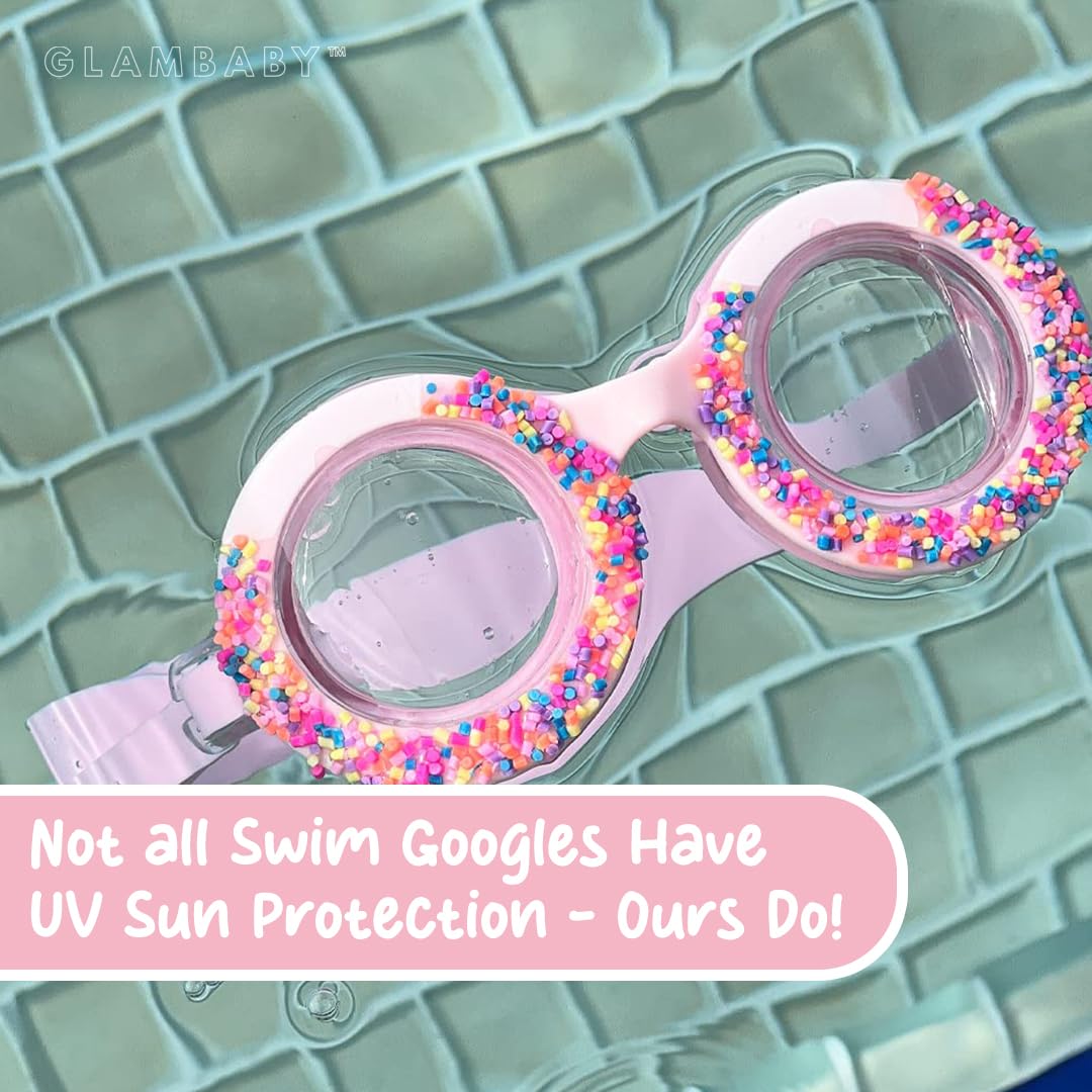 GlamBaby Olivia Gogle pływackie dla dzieci, 100% ochrona UVA/UVB, doskonała ochrona dzieci w wodzie - lekkie, eleganckie i trwałe okulary do pływania