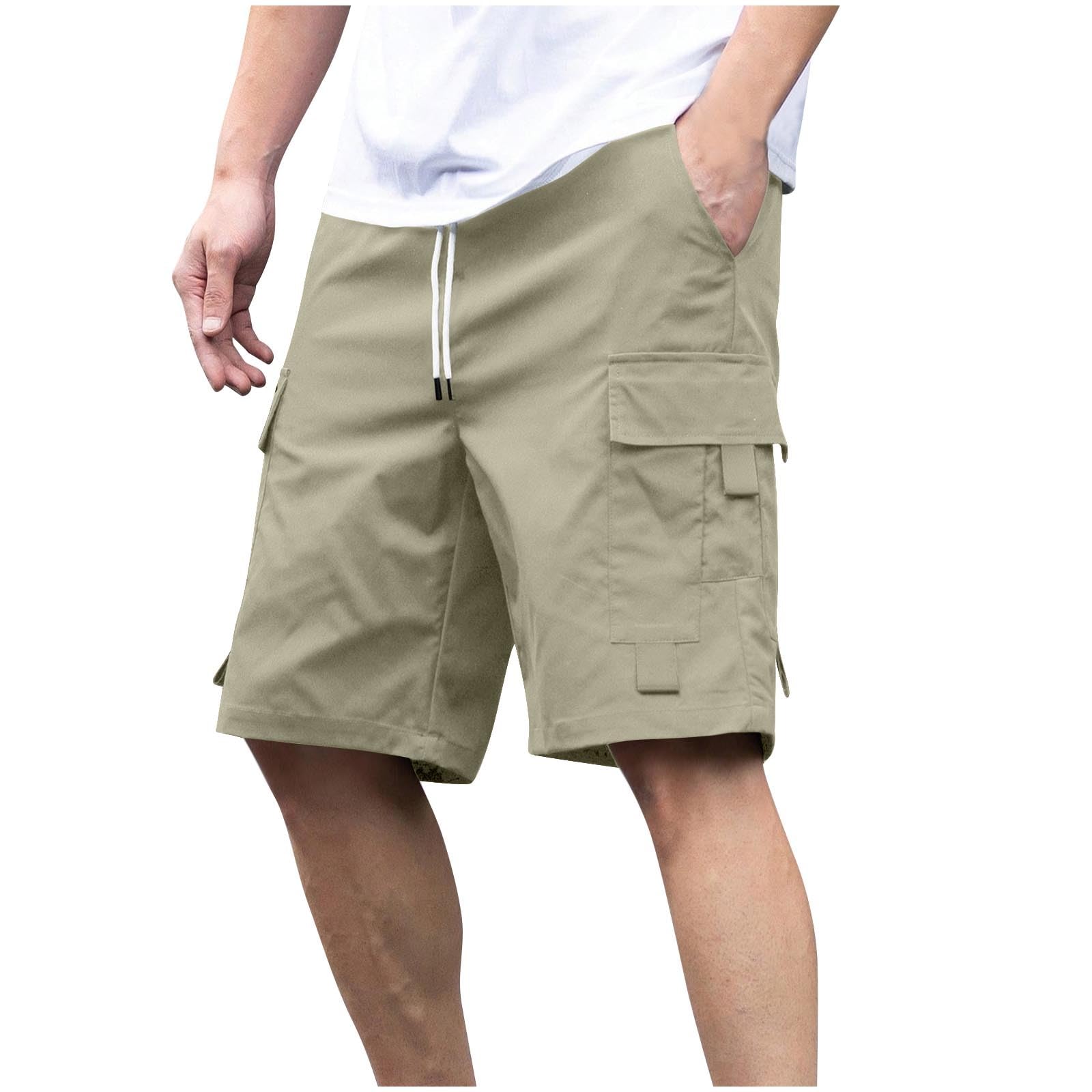 Men's Cargo Shorts Casual Lightweight Quick Dry Outdoor Hiking Short Drawstring Loose Fit Cargo Shorts Multi-Pocket