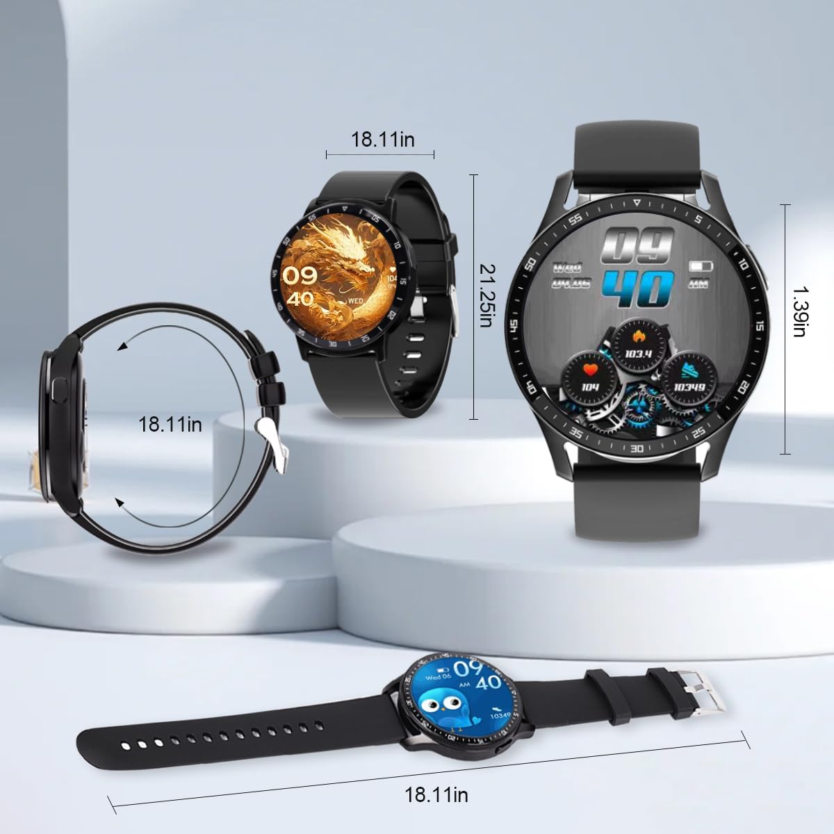 Smart Watch with Earbuds,2 in 1 Smartwatch with Headphones,Combo 1.39” HD Screen Smart Watch & TWS Earbuds for Android iOS, with Received Call, Blood Oxygen Heart Rate Sleep Monitor (Black)