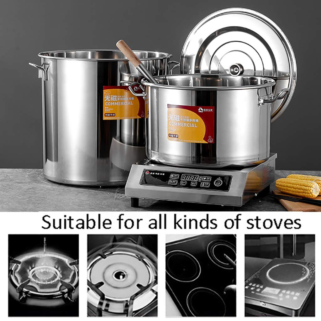 Marmite en Acier Inoxydable 304, Grande Casserole épaisse avec Couvercle, idéale pour la Restauration et Les Professionnels, Compatible avec Les cuisinières à gaz e