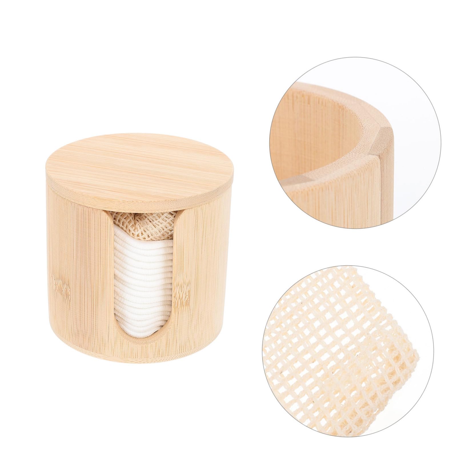 Dischetti Struccanti Riutilizzabili Set in Bamboo per Viso | Tonalità Kaki, Forma Arrotondata, Uso Semplice a Casa o Salone, Presa Naturale e Confortevole del Make-up