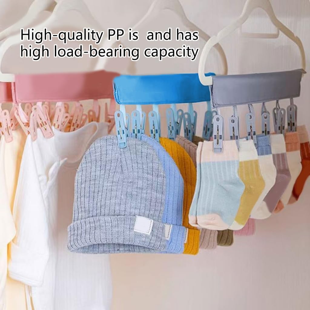 Space Saving Folding Travel Hanger with 6 Hanging Grips, Laundry Frame for Underwear, Ties, and Small Items Daily