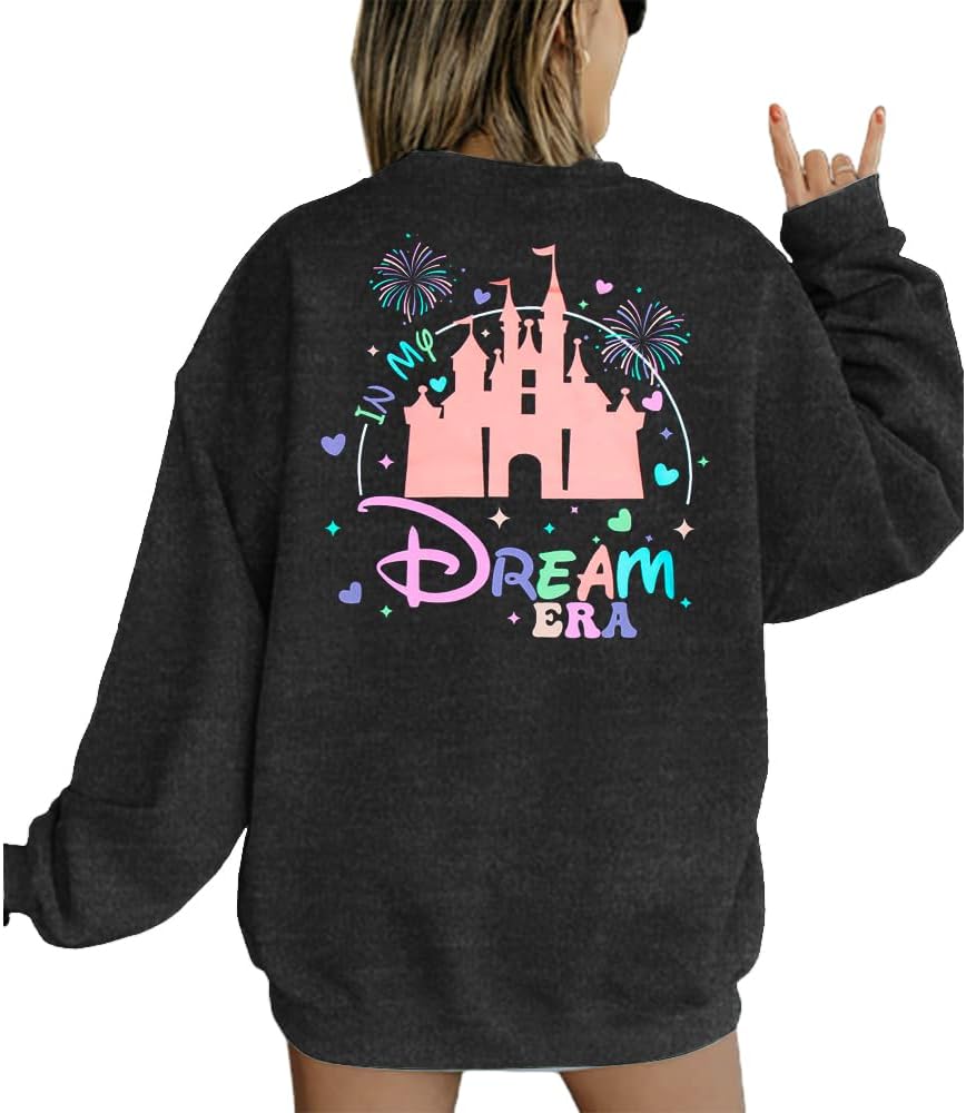 MYHALF Believe In The Magic Sweatshirt Women Crewneck Magic Pullover Shirt Family Vacation Castle Graphic Tops