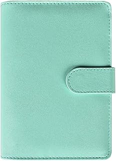 Carpeta portafolio portafolio portafolios de piel sintética con hojas sueltas, tamaño A6, bloc de notas de oficina, color azul