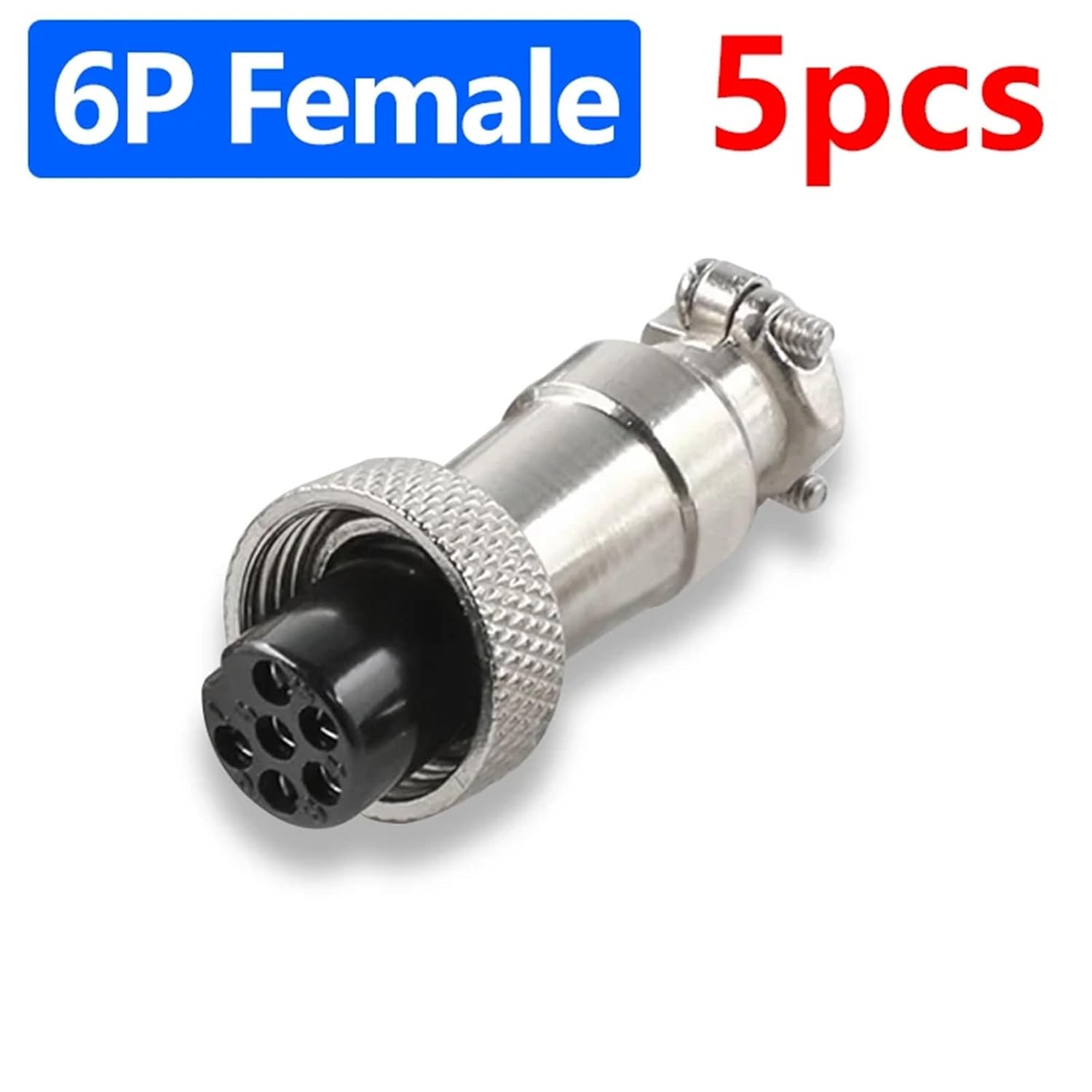 5Pcs GX12 Connector Nut Type 2/3/4/5/6/7 Pin Male Female 12mm Circular Panel Mount Socket(6Pin Female)