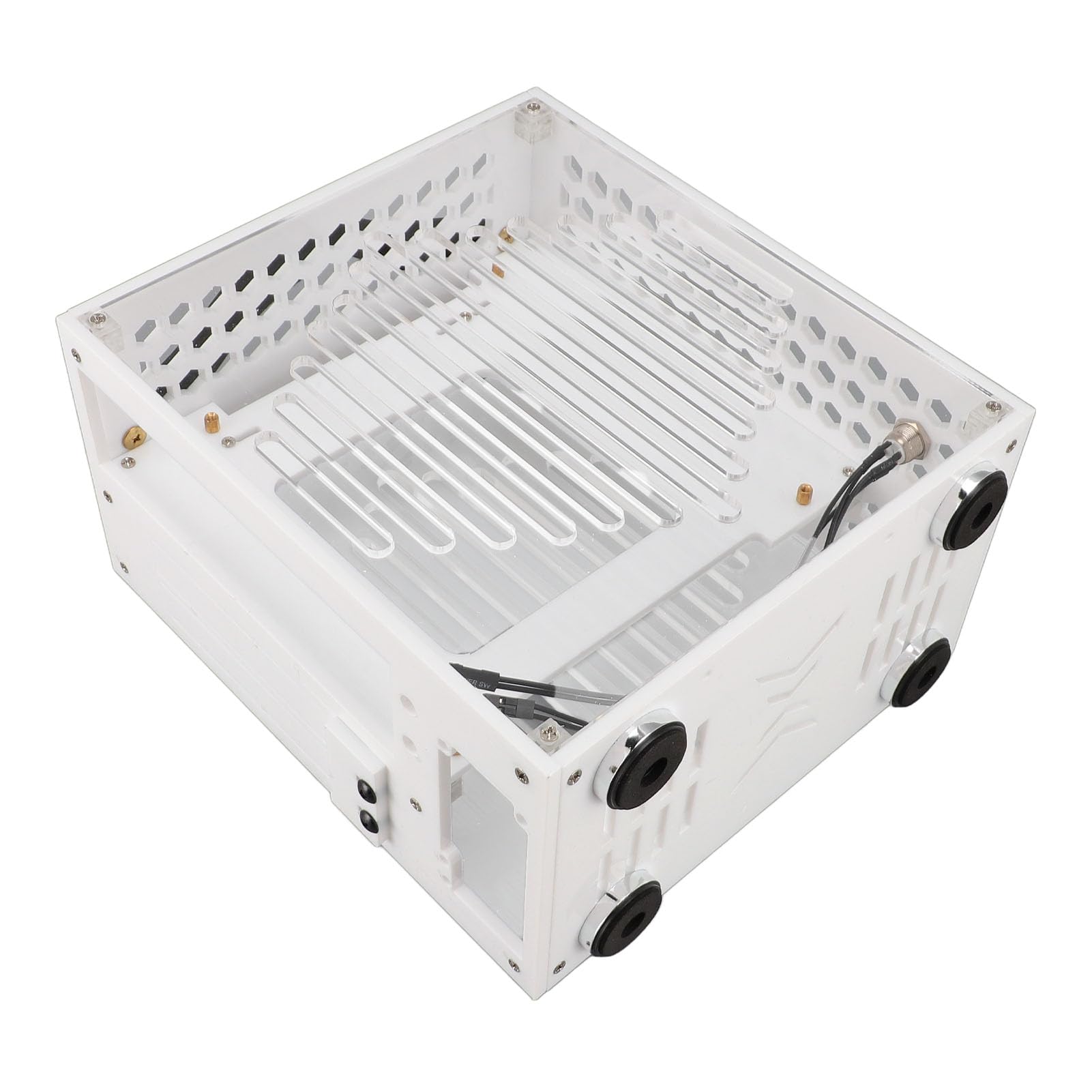 Kadimendium Miniaturowa Obudowa Komputera ITX Przenośna Akrylowa Obudowa Komputera dla Majsterkowiczów 23x20,5x12cm Przezroczysty Przepływ Powietrza 360 Stopni (Biały)