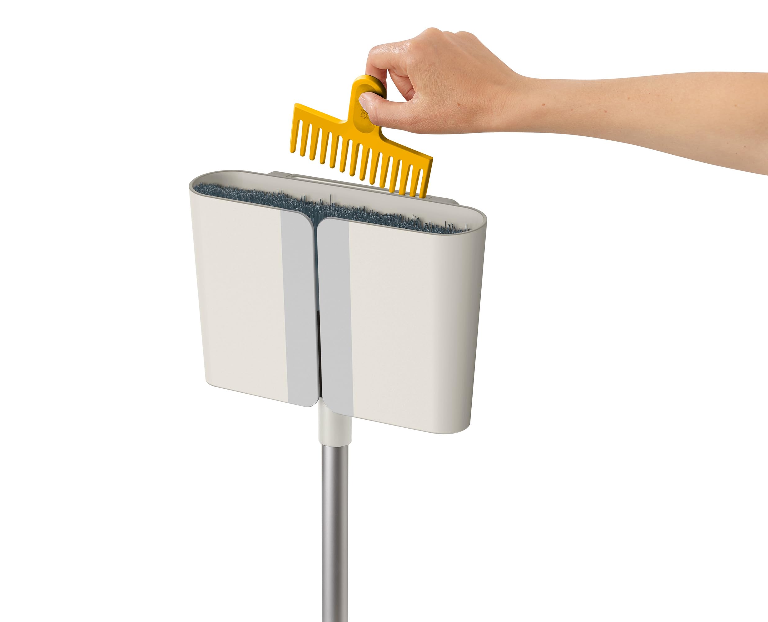 Joseph Joseph CleanTech Scopa a Parete con Manico Lungo Regolabile, con Custodia, Spazzola da Pavimento con Setole Morbide e Pettine