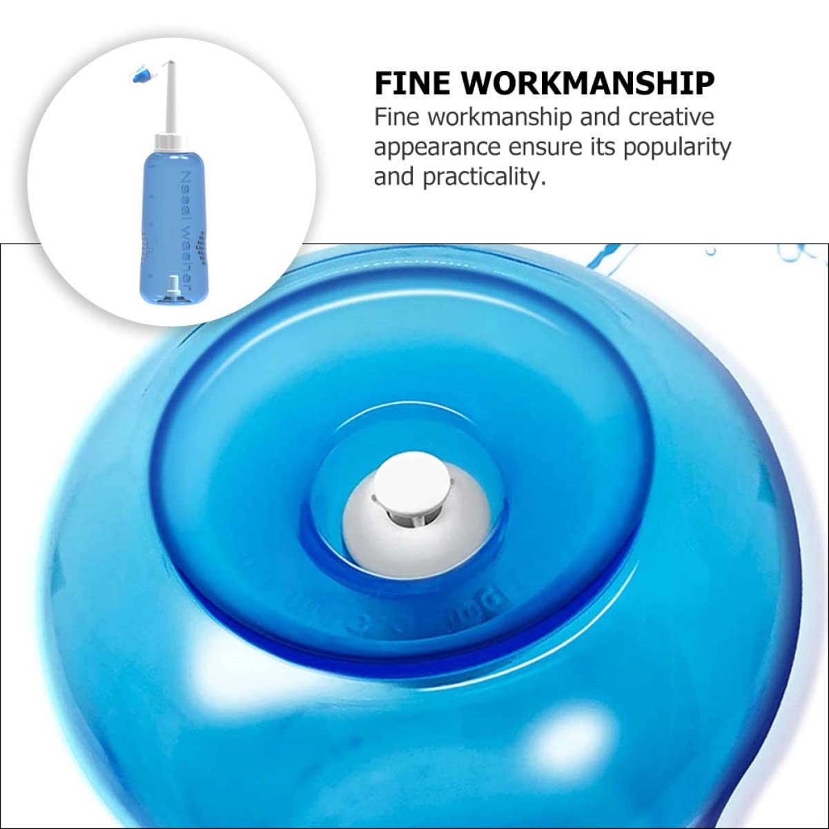 PLAFOPE Nasendusche Erwachsene 500-ml Nasenreinigungsflasche aus Kunststoff mit 2 Düsen und Wasserflusskontrolle für Nasenspülung zu Hause und Unterwegs