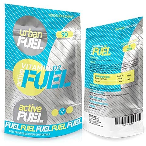 Urban Fuel Active Vitamin D2 Tablets 1000iu 500% NRV | 90 Tablets = 3 Months Supply | Suitable for Vegetarians & Vegans | Popular Supplement for Healthy Teeth & Bones | Manufactured in The UK Cover