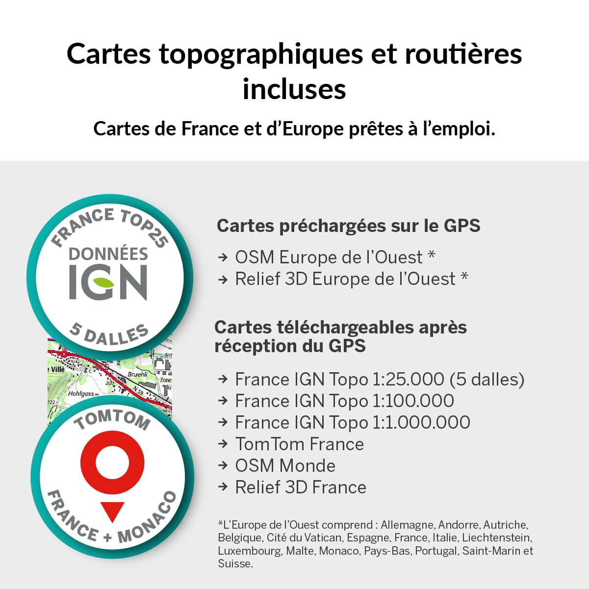 TwoNav Roc (32 Go) + Carte 5 Dalles de France IGN Top25, GPS de Sports avec écran 2,7 Pouces pour VTT, vélo, Gravel ou bikepacking