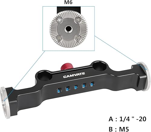 Miniatura 4 de CAMVATE Abrazadera de varilla de 15 con accesorio estándar (M6,1.252 in) para sistemas de riel de soporte de equipo de cámara (rojo) - 1466