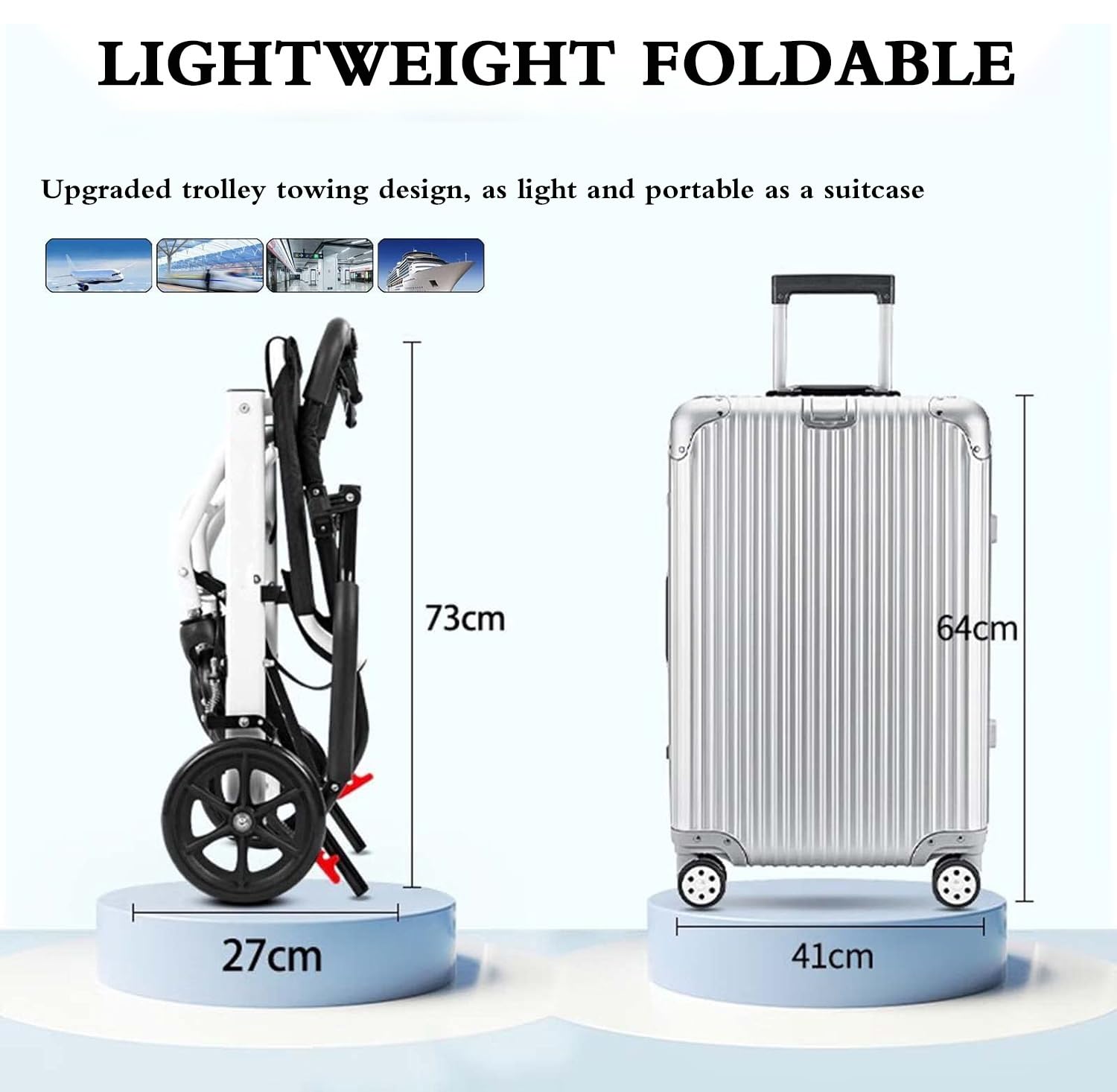 Silla Ruedas Pequeña Sillas Ruedas Transporte Aluminio Ligeras y Plegables, Silla Ruedas Extra Estrecha para el Hogar, Sillas Ruedas Ultraligeras con Freno, Silla Ruedas Viaje