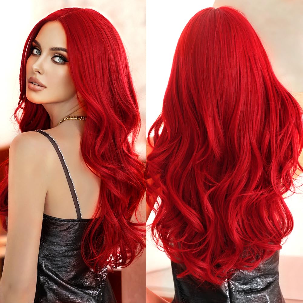 Sabosi Red Wavy Wig for Women - Long, Curly, Natural Looking Synthetic Wig - Heat Resistant, Daily & Party Use - Image 4
