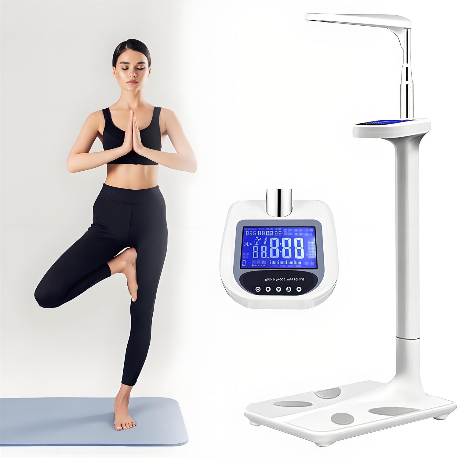 Körperfett-Analysegerät Ärzte, 200 Kg Tragkraft, Zur Messung Von Körpergröße, Körperfett Und Bmi – Multifunktions-Analysegerät Mit LCD-Display Zur Genauen Verfolgung Fettleibigkeitswerts