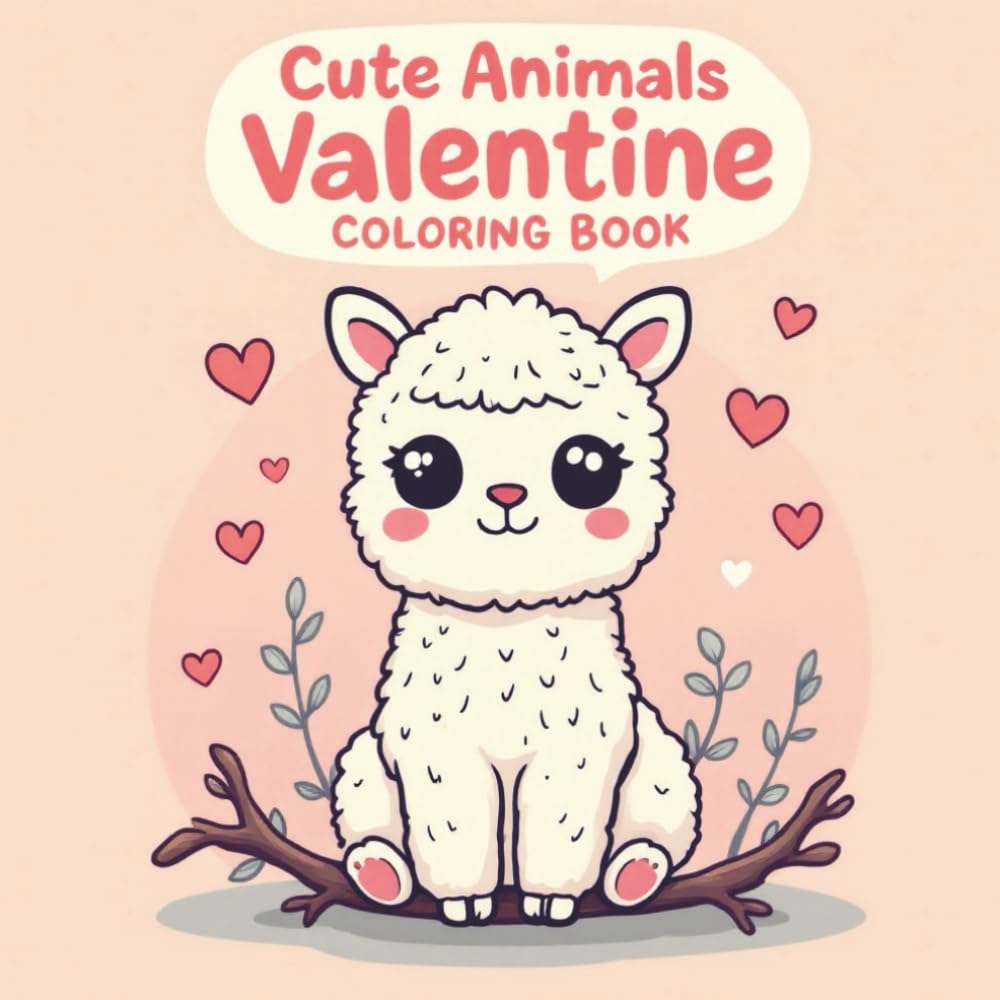 Cute Animals Valentine Coloring Book: Valentine’s Day Coloring