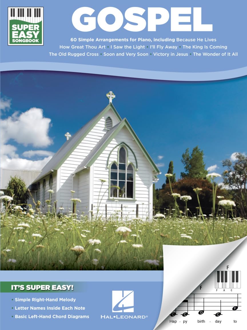 Gospel Super Easy Songbook | 60 Gospel Classics for Piano | Easy Piano Arrangements with Chords and Lyrics | Christian and Worship Songs for Beginners | Gift for Pianists