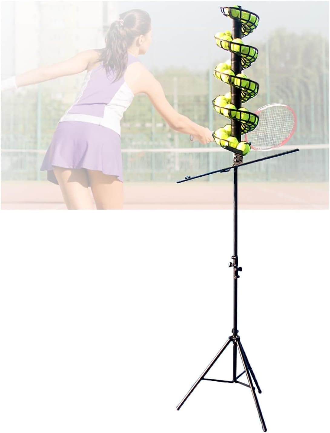 Portable Tennis Ball Launcher - Adjustable Manual Machine for Beginners, Ideal for Training & Coaching Sessions, Perfect for Skill Development & Practice,with Extra Track