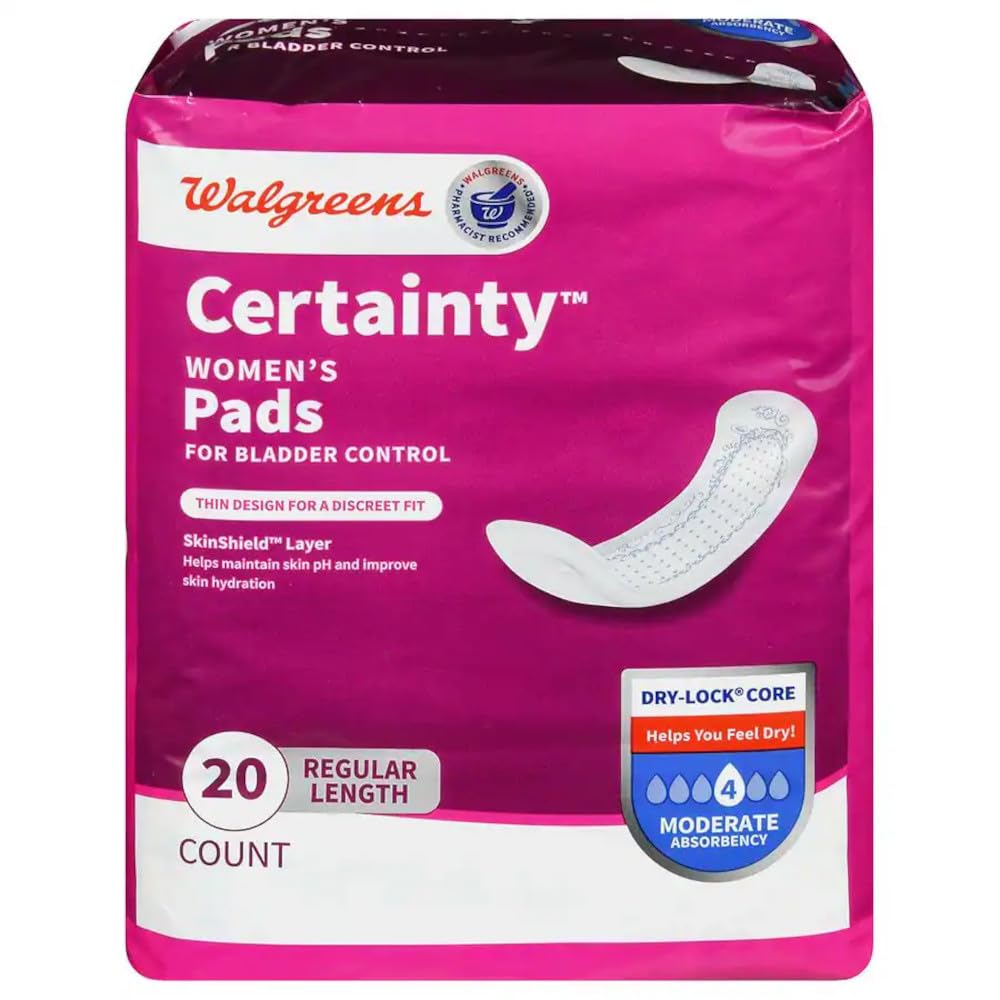 Certainty Women's Bladder Control Pads, Moderate Absorbency, Regular Length 20.0ea