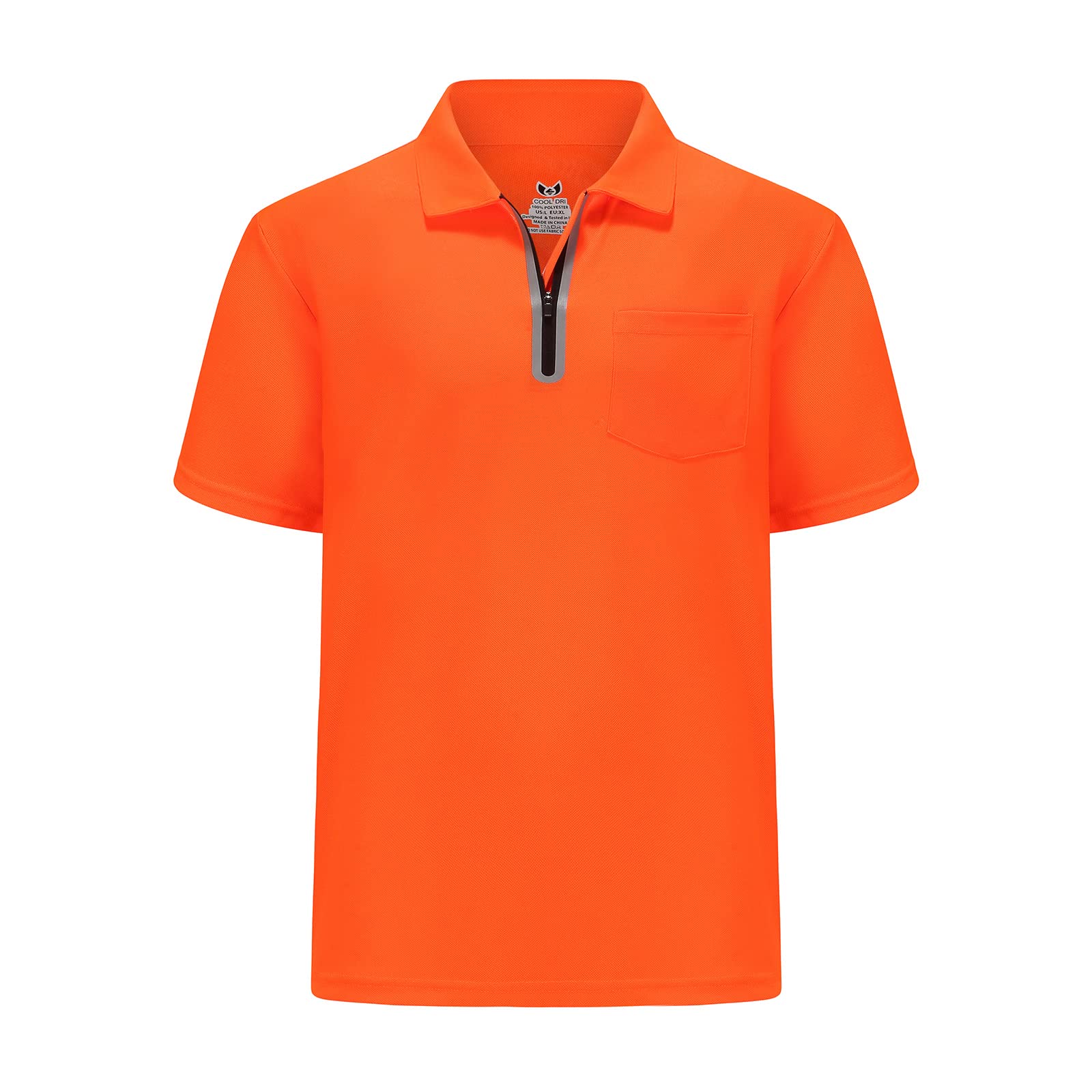 MOHEENMen's Zipper Polo Shirt Quick Dry Performance Short Sleeve Athletic Casual Collared Golf Shirts for Men with Pocket