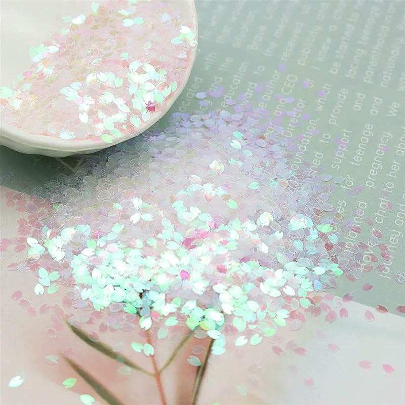 Paillettes ultra-fines en forme de pétales de cerisier (3 mm), effet chanvre fluide, effet pailleté polarisé, 50 g - 07-50 g