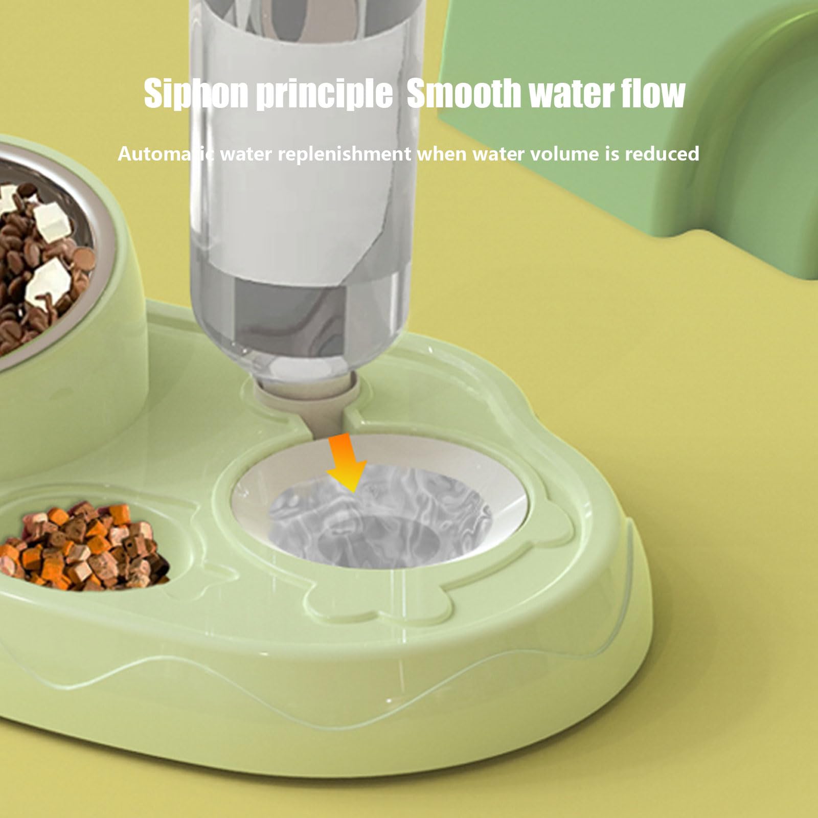 comedero para Mascotas, Cuenco for Gatos con Soporte de Acero Inoxidable for Comida y Agua, Cuencos for Perros, Cuenco Doble for pequeños(Green)