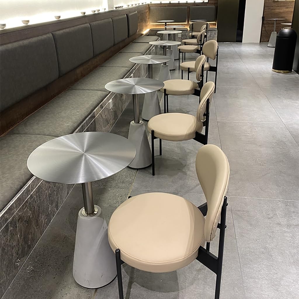 Tavolo da bar alto, tavolo da bar rotondo in acciaio inox con base in cemento allargata per soggiorno, patio, bistrot, caffetteria, ristorante