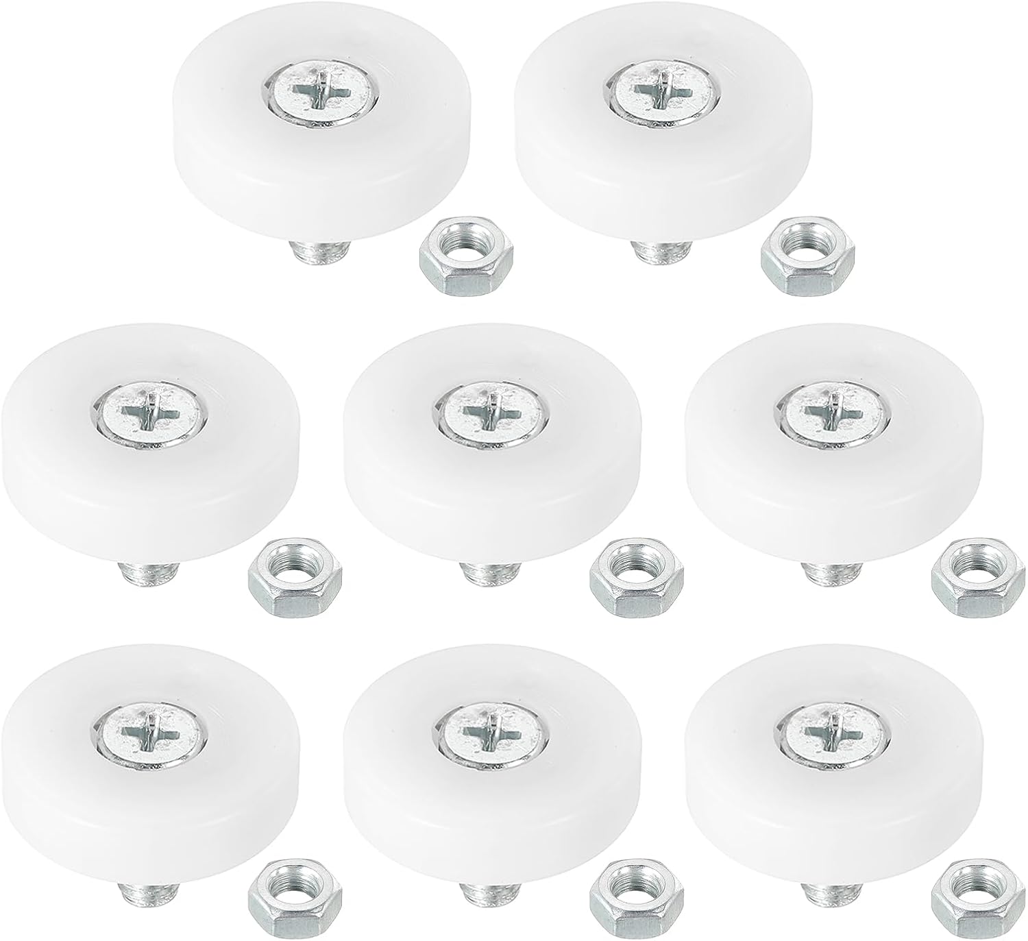 10-Pack 22mm Drawer Roller Wheels - Plastic Pulley Replacement With Bearings & Nuts