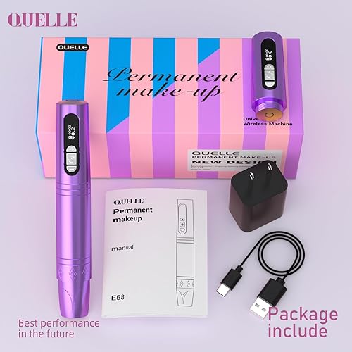 Miniatura 2 de QUELLE Máquina de maquillaje permanente inalámbricainalámbrica con pantalla LED, bolígrafo de tatuaje microsombreado, bolígrafo de tatuaje giratorio