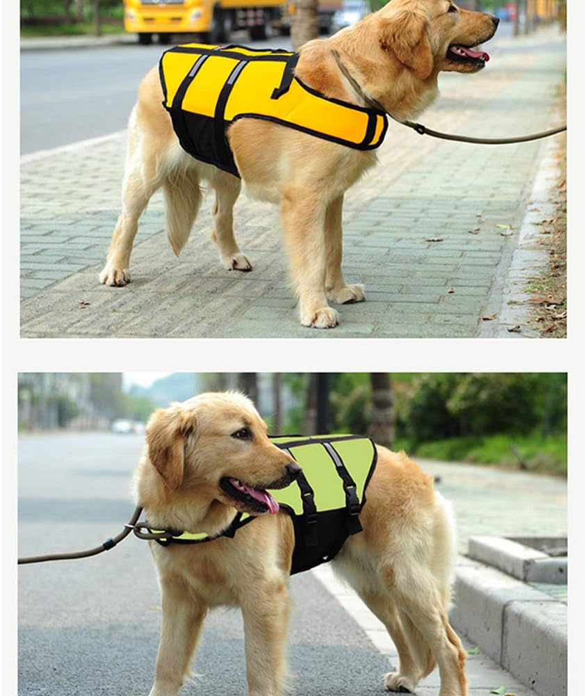 Dog Life Jacket Vest Ripstop, Adjustable Dog Lifesaver Safety Reflective Vest,Dog Swimming Jacket Vest, Pet Floatation Vest with Rescue Handle for Small, Medium and Large Dogs