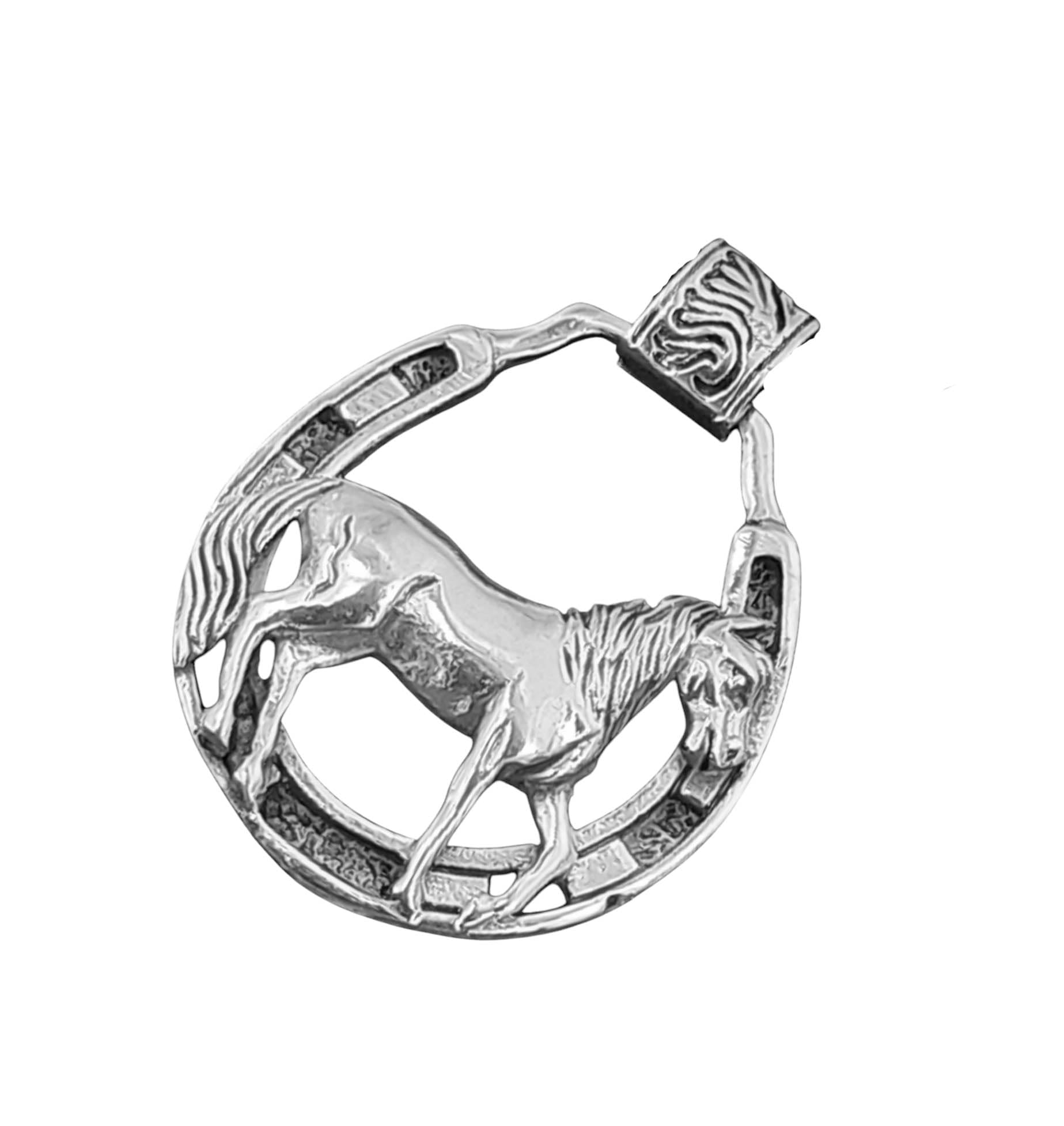 Kiss of Leather Anhänger Pferd aus 925 Sterling Silber mit Baumwollband Si. 413