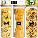 BGraceyy Glass Jars with Bamboo Lids, 72 oz 3 Pcs Kitchen Glass Containers with Bamboo Lids, Airtigh