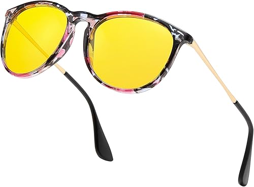 Night Vision Driving Glasses for Women - Polarized Night Vision Glasses HD Anti Glare Yellow Lens Nighttime Glasses