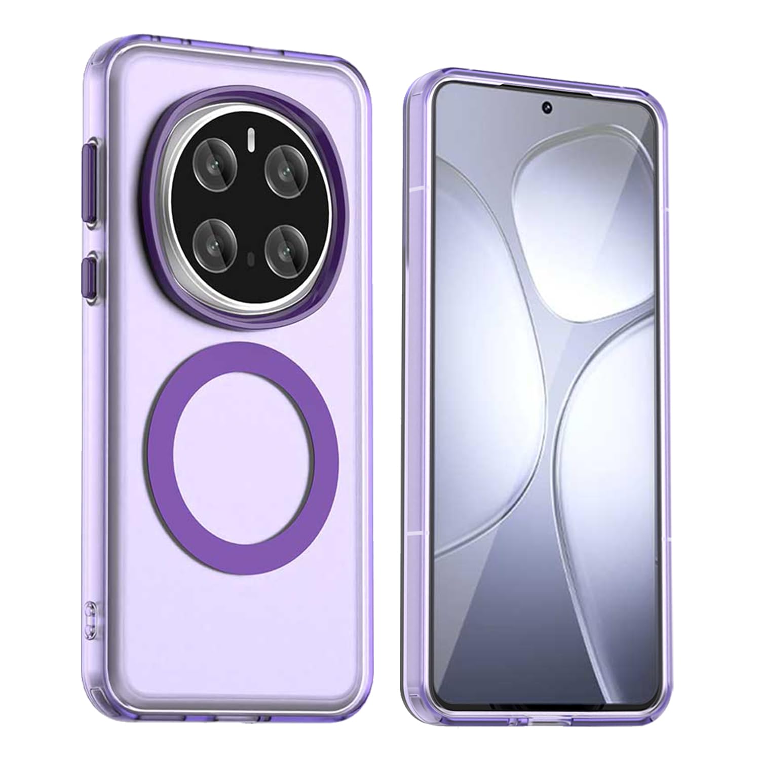 Case for Huawei Honor Magic 7 Pro / Magic7 Pro, Compatible with MagSafe, Soft TPU + PC Hybrid Cover, Shockproof Translucent Matte Back Anti-Scratch Cover. Purple