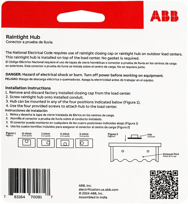 ABB TC250P 2-1/2 Inch Raintight Hub • Outdoor Load Center Connector • Weather Resistant Aluminum • Universal Conduit Hub Connection • Top Feed Conduit Compatible