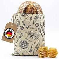 little bee fresh Bio-Bienenwachstuch XL Brotbeutel 29x40 cm aus Deutschland | Brotsack hält Lebensmittel natürlich, schön & plastikfrei frisch! Handgemacht aus Bio-Rohstoffen (XL Brotbeutel)